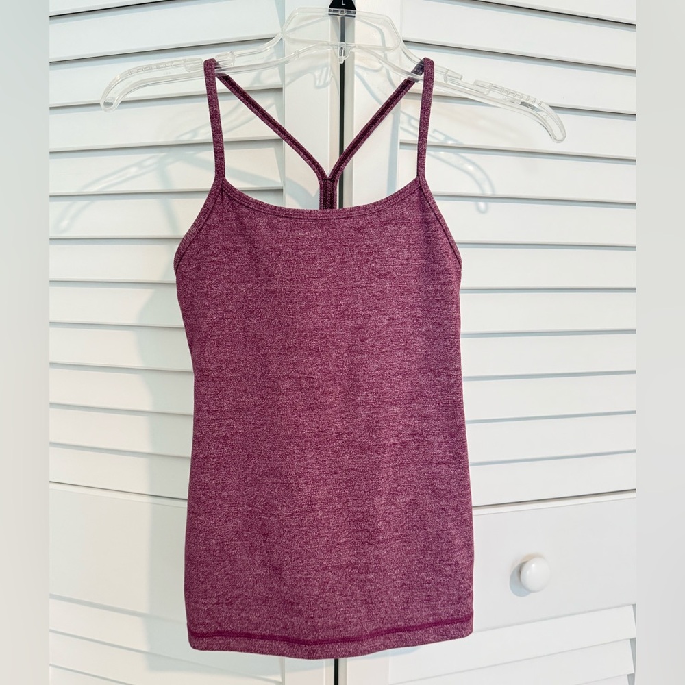Lululemon Power Y Tank Size 6 Heathered Plum Purple Workout Top